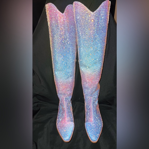 Shoes - Purple Pink & Blue Knee-High Women's Boots